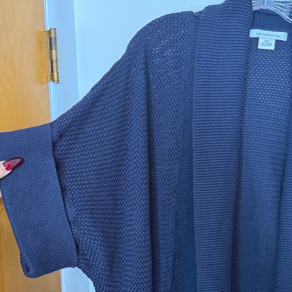 Liz Claiborne Navy Open Front Cardigan XLT Heavyweight Knit Sweater - Picture 5 of 13